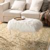 Glitzhome White Faux Fur Ottoman Bench, Modern Ottoman Footrest Stool Vanity Stool with Acrylic Legs Accent Bench for Entryway Living Room Bedroom, 24" L view 3