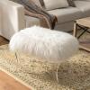 Glitzhome White Faux Fur Ottoman Bench, Modern Ottoman Footrest Stool Vanity Stool with Acrylic Legs Accent Bench for Entryway Living Room Bedroom, 24" L view 4