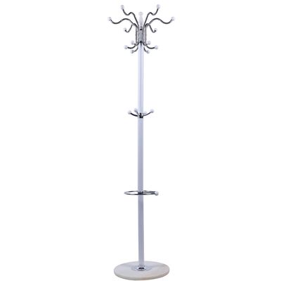 Free-Standing Coat Rack with Marble Base 16 Hooks, 4 -Tier Metal Coat Hat Jacket Stand Tree Holder Hanger Rack Hall Tree Standing Coat Rack Tree,for Bedroom Office Hallway Entryway, White Finish, 5.6 Ft Tall