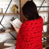 XWCG Chunky Knit Throw Blanket Throw Handmade Giant Soft Thick Chunky Knitted Blanket Warm and Cosy Throw Blanket Home Decor Gift Chunky Knit Throw Blanket,Red,100120cm view 1