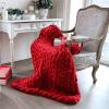 XWCG Chunky Knit Throw Blanket Throw Handmade Giant Soft Thick Chunky Knitted Blanket Warm and Cosy Throw Blanket Home Decor Gift Chunky Knit Throw Blanket,Red,100120cm view 2
