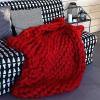 XWCG Chunky Knit Throw Blanket Throw Handmade Giant Soft Thick Chunky Knitted Blanket Warm and Cosy Throw Blanket Home Decor Gift Chunky Knit Throw Blanket,Red,100120cm view 3