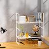 iPEGTOP Expandable Cabinet Storage Shelf Organizer Rack, 2 Pack Heavy Duty Steel Metal Spice Rack Adjustable Height Garage Pantry Shelf Space Riser for Counter Kitchen Organization, White view 4