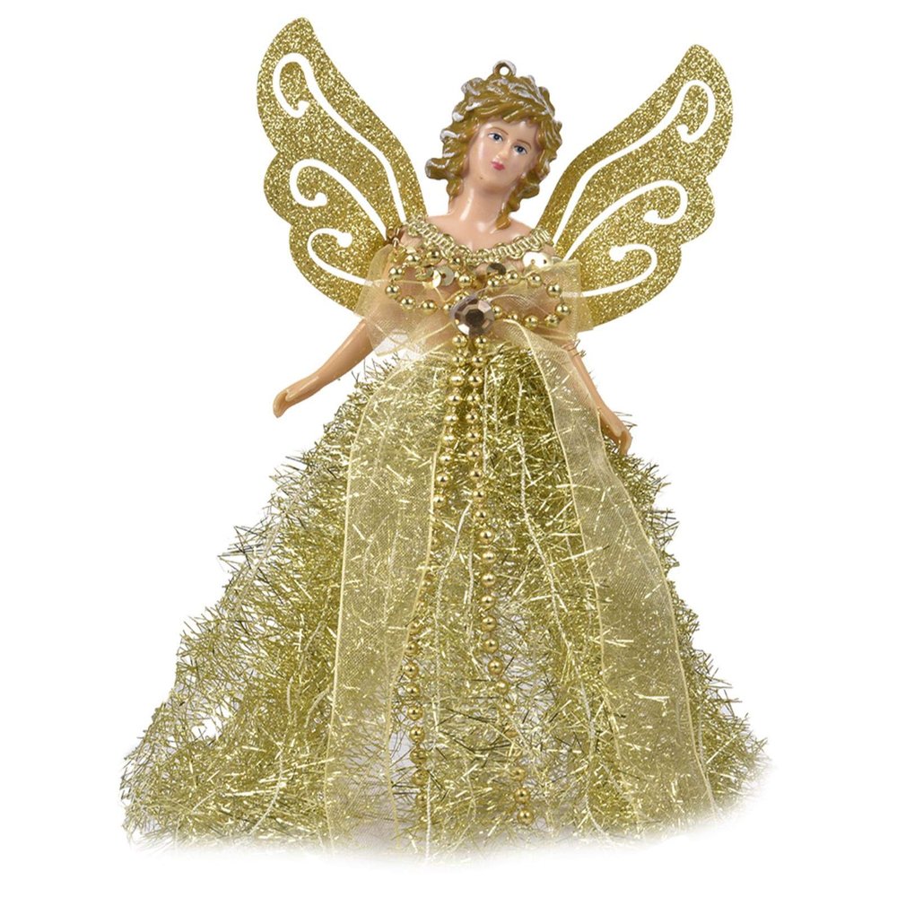 Christmas Tree Pendant Doll, Angel Christmas Tree Topper Pendant Tree Hanging Ornaments Crafts with Silver Wing for Christmas Decorations Tree Ornament