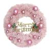 WYI 12 Inch Pink Artificial Christmas Wreath With Balls Ornament and Merry Letters, Door Wreath for Xmas Party Holiday Home Wall Window Decor view 1