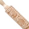 ASDNN Christmas Wooden Rolling Pins,Used to Make Biscuit Desserts in Family,Deeply Engraved Embossing Rolling Pin,with Christmas Deer Pattern for Baking view 2