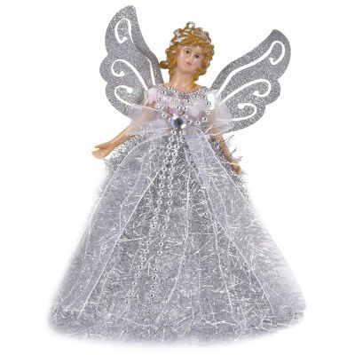 Naysku Christmas Tree Pendant Doll, Angel Tree Topper, Silver Wing, Christmas Decoration