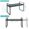 iPEGTOP Expandable Cabinet Storage Shelf Organizer Rack, Heavy Duty Steel Metal Spice Rack Adjustable Height Home Office Garage Pantry Shelves for Counter Kitchen Organization, Black, 2 Pack view 3