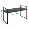 iPEGTOP Expandable Cabinet Storage Shelf Organizer, Heavy Duty Steel Metal Spice Rack Adjustable Height Home Office Garage Pantry Shelf Space Riser for Counter Kitchen Organization, Black, 1 Pack view 1