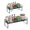 iPEGTOP Expandable Cabinet Storage Shelf Organizer, Heavy Duty Steel Metal Spice Rack Adjustable Height Home Office Garage Pantry Shelf Space Riser for Counter Kitchen Organization, Black, 1 Pack view 3