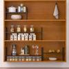 iPEGTOP Expandable Cabinet Storage Shelf Organizer, Heavy Duty Steel Metal Spice Rack Adjustable Height Home Office Garage Pantry Shelf Space Riser for Counter Kitchen Organization, Black, 1 Pack view 4