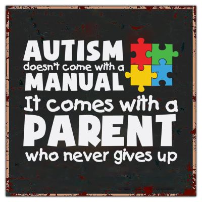 Autism Comes With A Parent Tin Sign Autism Warning Metal Sign Autism Awareness Family Child Farmhouse Wall Art Sign Rustic Home Decor For Door Garden Porch Bedroom Christmas Birthday Gift 12 Inch