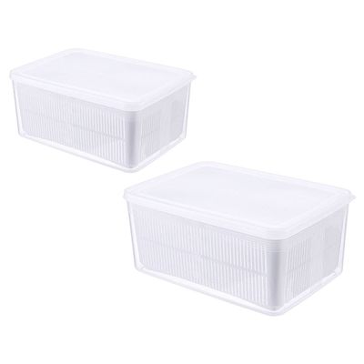 FOMIYES 2pcs Fruit Vegetable Washing Basket Bowl Kitchen Strainer Colander Refrigerator Food Storage Container Bin Fridge Organizer Box with Lid