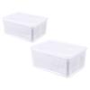 FOMIYES 2pcs Fruit Vegetable Washing Basket Bowl Kitchen Strainer Colander Refrigerator Food Storage Container Bin Fridge Organizer Box with Lid view 1