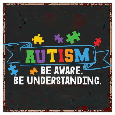Autism Be Aware Be Understanding Tin Sign Autism Warning Metal Sign Autism Awareness Family Child Farmhouse Wall Art Sign Rustic Home Decor For Door Garden Porch Bedroom Christmas Birthday Gift 12"
