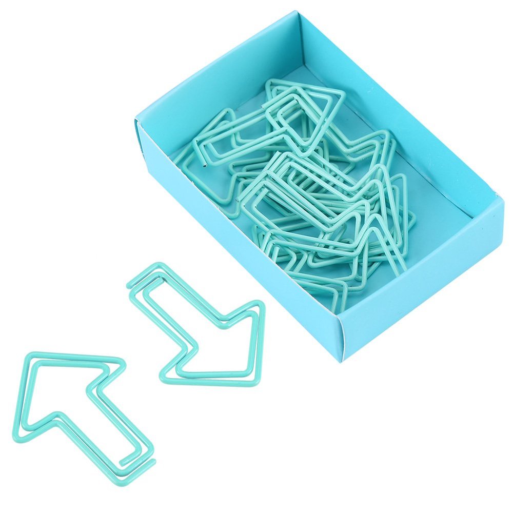 Cute Paper Clips, 12 Pcs Funny Paperclips Bookmarks Planner Clips, Arrow Shape Paper Clips for Office Supplies Girls Kids School Students(Light Blue)