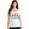 Christmas Wine Glass Funny Xmas Santa Hats Women V Neck Shirt view 2