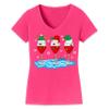 Christmas Wine Glass Funny Xmas Santa Hats Women V Neck Shirt view 1
