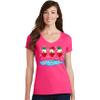 Christmas Wine Glass Funny Xmas Santa Hats Women V Neck Shirt view 2