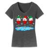 Christmas Wine Glass Funny Xmas Santa Hats Women V Neck Shirt view 1