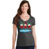 Christmas Wine Glass Funny Xmas Santa Hats Women V Neck Shirt view 2