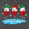 Christmas Wine Glass Funny Xmas Santa Hats Women V Neck Shirt view 3