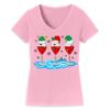 Christmas Wine Glass Funny Xmas Santa Hats Women V Neck Shirt view 1