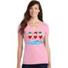 Christmas Wine Glass Funny Xmas Santa Hats Women V Neck Shirt view 2
