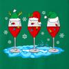 Christmas Wine Glass Funny Xmas Santa Hats Women T-Shirt view 3