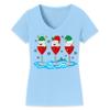Christmas Wine Glass Funny Xmas Santa Hats Women V Neck Shirt view 1