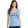 Christmas Wine Glass Funny Xmas Santa Hats Women V Neck Shirt view 2