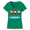 Christmas Wine Glass Funny Xmas Santa Hats Women V Neck Shirt view 1