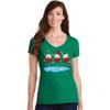 Christmas Wine Glass Funny Xmas Santa Hats Women V Neck Shirt view 2