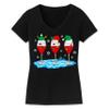 Christmas Wine Glass Funny Xmas Santa Hats Women V Neck Shirt view 1