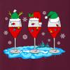 Christmas Wine Glass Funny Xmas Santa Hats Women T-Shirt view 3