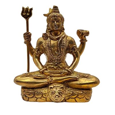 GLOOKS Brass Lord Shiva Statue/Siva Idol 3 inch for Home Temple