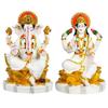 Marble Dust Combo of 2 Goddess Lakshmi Ganesha Saraswati God Ganpati Idol Home Decor Showpiece -23 cm (White Gold) view 1