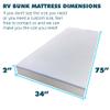 Foamma 2" x 34" x 75" Gel Memory Foam RV Bunk Mattress Replacement, Medium Firm, Pressure Relieving, Cooling Premium Comfort, USA Made, No Cover view 2