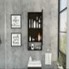 FM FURNITURE Modesto Medicine Cabinet, with an Open Shelf and A Mirrored Cabinet with Two Interior Shelves, Black Wengue Color. for Bathroom view 2