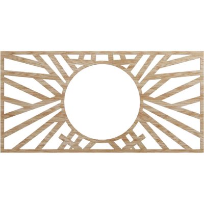Ekena Millwork 32"W x 16"H x 11 7/8"ID x 1/4"T Hoover Wood Fretwork Pierced Ceiling Medallion, Red Oak
