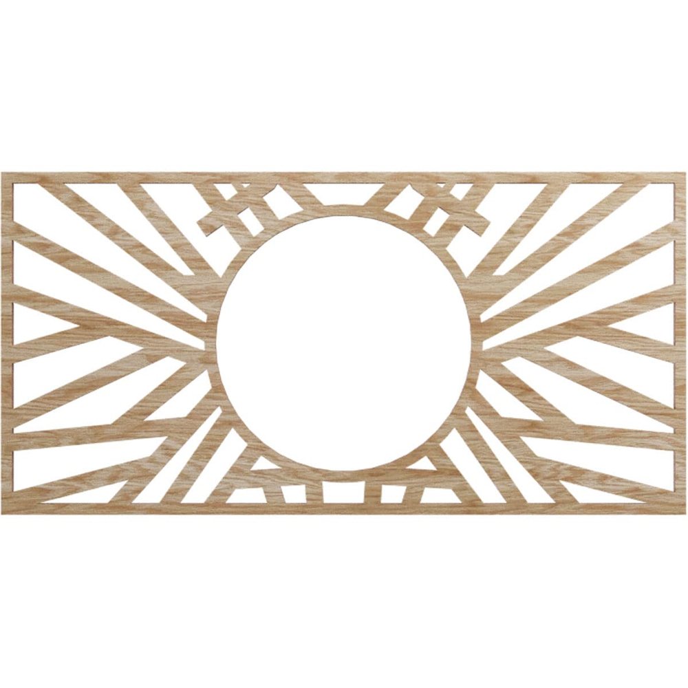 Ekena Millwork 20"W x 10"H x 7 3/8"ID x 3/8"T Hoover Wood Fretwork Pierced Ceiling Medallion, Red Oak
