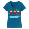 Christmas Wine Glass Funny Xmas Santa Hats Women V Neck Shirt view 1