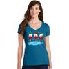 Christmas Wine Glass Funny Xmas Santa Hats Women V Neck Shirt view 2