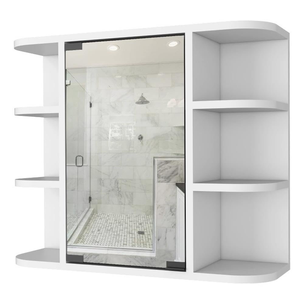 FM FURNITURE 24" W Valdez Engineered Wood Medicine Cabinet with Mirror in White