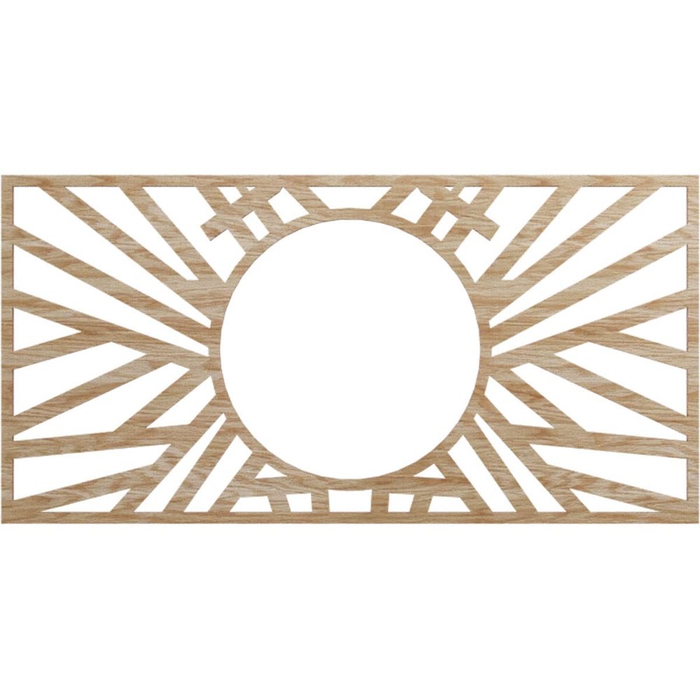 Ekena Millwork 26"W x 13"H x 9 5/8"ID x 3/8"T Hoover Wood Fretwork Pierced Ceiling Medallion, Red Oak