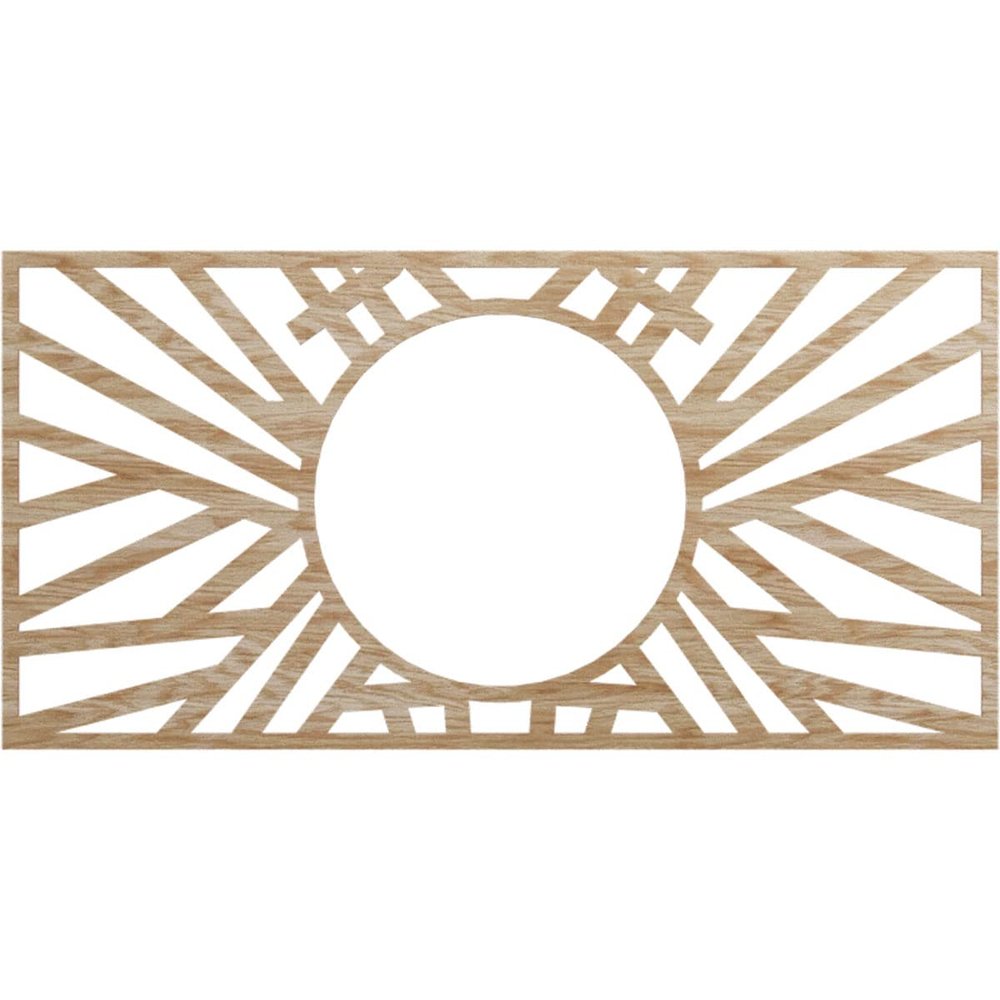 Ekena Millwork 38"W x 19"H x 14 1/4"ID x 3/8"T Hoover Wood Fretwork Pierced Ceiling Medallion, Red Oak