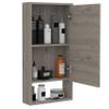 FM FURNITURE Modesto Medicine Cabinet, with an Open Shelf and A Mirrored Cabinet with Two Interior Shelves, Light Gray Color. for Bathroom view 4