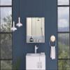 FM FURNITURE Ozark 24" Medicine Cabinet with Mirror, 3 Inner Shelves, and Open Shelf, White view 2