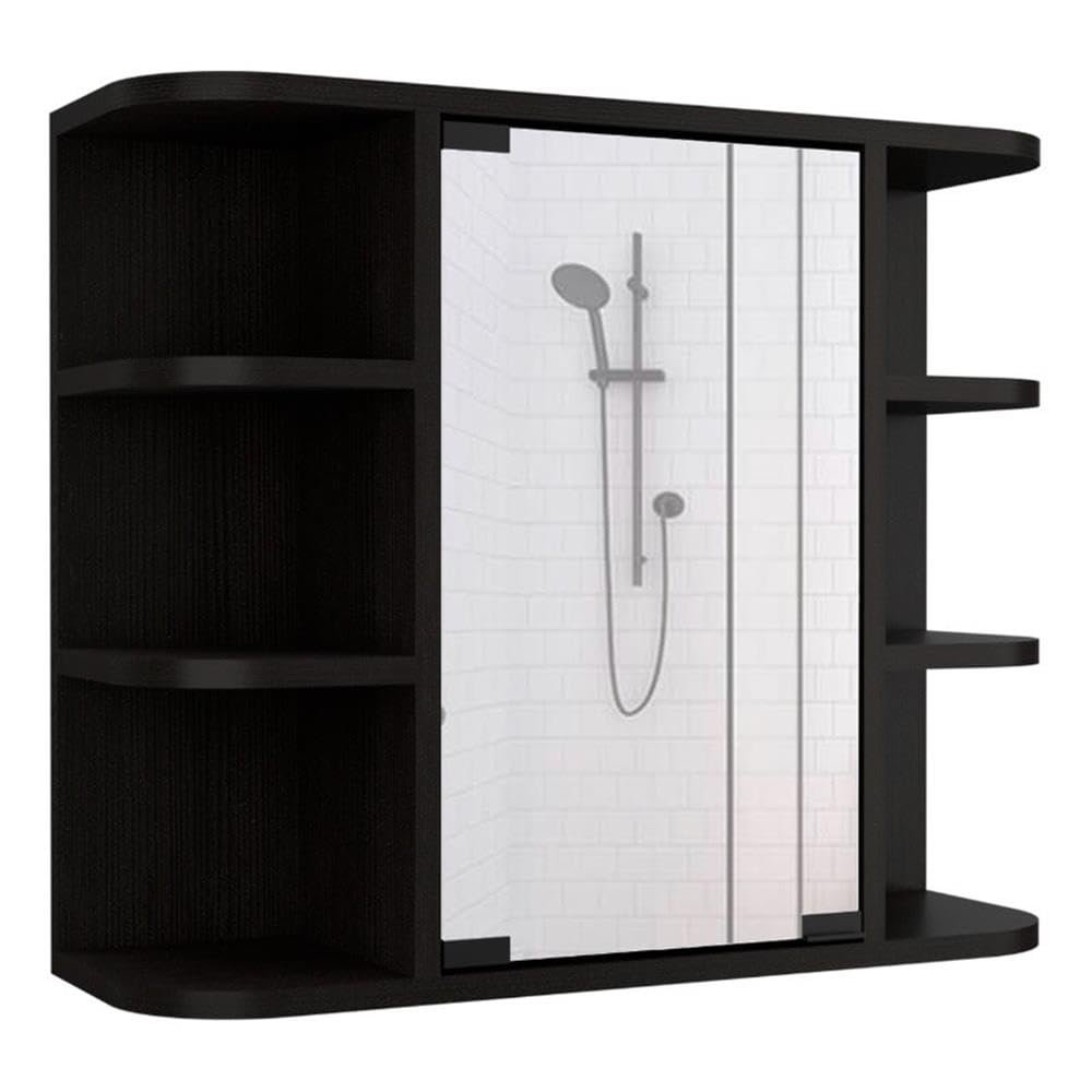 FM FURNITURE Valdez 24" H Engineered Wood Medicine Cabinet with Mirror in Black