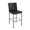 Amisco Perry Plus 26 in. Counter Stool - Charcoal Black & Brown Faux Leather/Glossy Grey Metal view 1